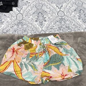 Blue Island Tropical Floral High Waist Shorts